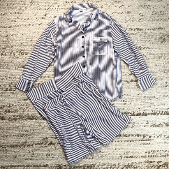 Ettitude CleanBamboo Striped Pajama Set, Top S + Bottom M - Picture 5 of 13